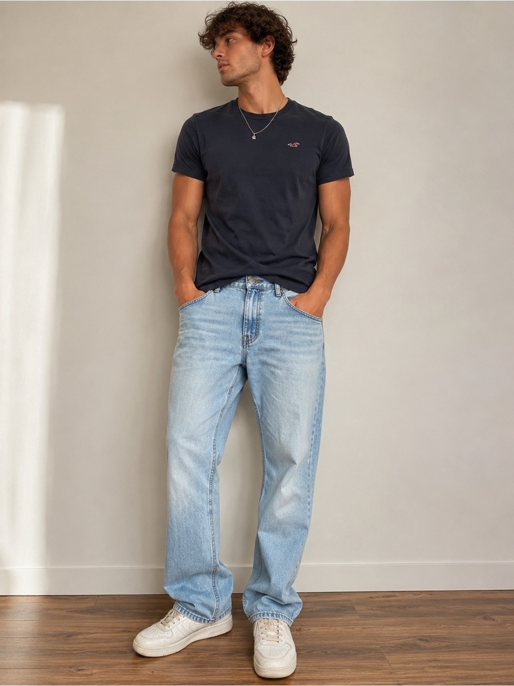 Hollister California Men's Light Wash Straight Leg Jeans Size 34x32 Stretch